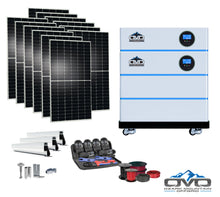 Load image into Gallery viewer, 6KW OMO All-In-One Customizable Stacking Inverter/Battery System 120/240 11000W Total Inverter Output + 10.24K Lithium Battery + 6.6KW Solar Roof Mount