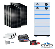Load image into Gallery viewer, 4.4KW OMO All-In-One Customizable Stacking Inverter/Battery System 120/240 11000W Total Inverter Output + 30.72K Lithium Battery + 4.4KW Solar Roof Mount