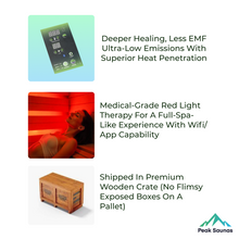 Load image into Gallery viewer, Peak Saunas Rainier 1-Person Full Spectrum Infrared Sauna with XL Medical-Grade Red Light Therapy &amp; Smart WiFi App Control