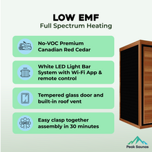 Load image into Gallery viewer, Peak Saunas Fuji 2-Person Full Spectrum Infrared Sauna with XL Medical-Grade Red Light Therapy &amp; Smart WiFi App Control