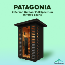 Load image into Gallery viewer, Peak Saunas Patagonia 2-Person Outdoor Full Spectrum Infrared Sauna with XL Medical-Grade Red Light Therapy and Smart WiFi App Control