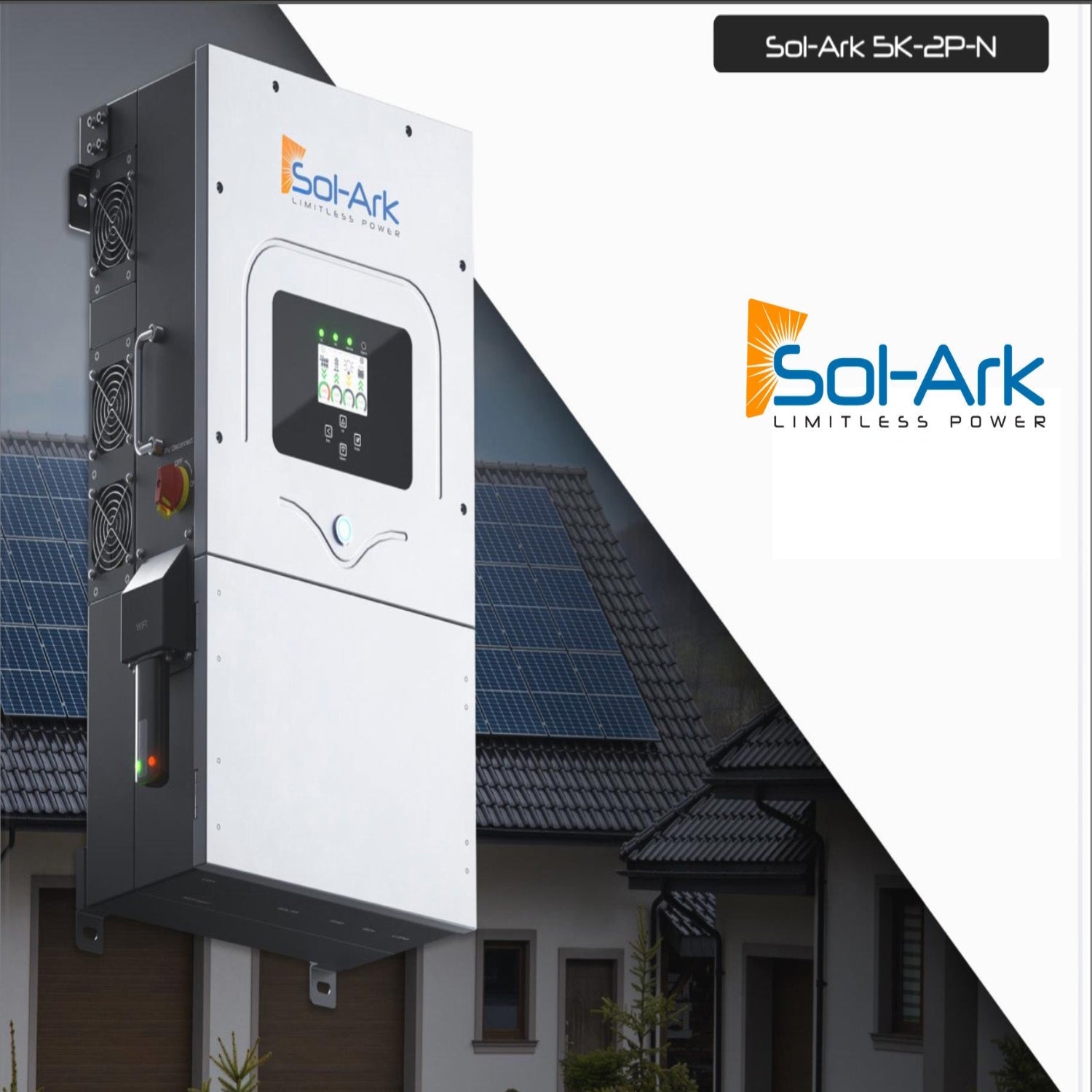 4.4KW Complete Offgrid Solar Kit + 5K Sol-Ark Inverter + 5.12KW OMO 48V Patriot Lithium Battery + 4.4KW Solar with Roof Mounting Rails and Wiring