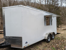 Load image into Gallery viewer, 16&#39; Enclosed SOLAR POWERED Offgrid Self-Sufficient Trailer - Concession Window Expanded Solar Array / Expanded Lithium battery bank - MOBILE STOREFRONT VERSION