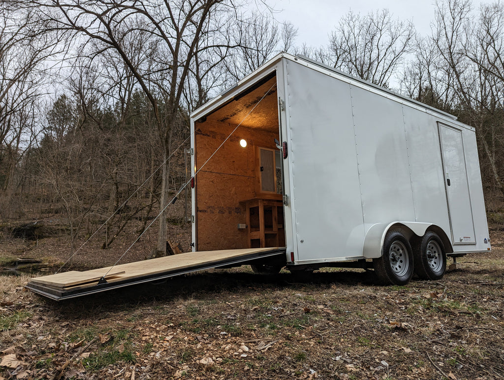 16' Enclosed SOLAR POWERED Offgrid Self-Sufficient Trailer - Concession Window Expanded Solar Array / Expanded Lithium battery bank - MOBILE STOREFRONT VERSION