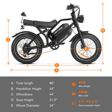 Load image into Gallery viewer, HappyRun G70 Long Distance Dual Battery Electric Fat Tire Cargo Bike, 1000W (SAK81369)