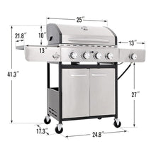 Load image into Gallery viewer, Large Outdoor BBQ Stainless Steel Propane Gas Grill With 4 Burners, 42K BTU (93564712)