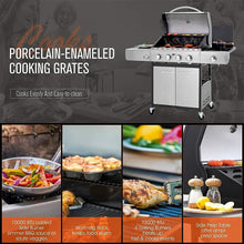 Load image into Gallery viewer, Large Outdoor BBQ Stainless Steel Propane Gas Grill With 4 Burners, 42K BTU (93564712)