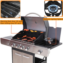 Load image into Gallery viewer, Large Outdoor BBQ Stainless Steel Propane Gas Grill With 4 Burners, 42K BTU (93564712)