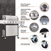 Load image into Gallery viewer, Large Outdoor BBQ Stainless Steel Propane Gas Grill With 4 Burners, 42K BTU (93564712)