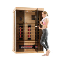 Load image into Gallery viewer, Luxury 2-Person Low EMF FAR Infrared Heat Wood Home Personal Spa Sauna W/ Panoramic Tempered Glass, 2000W (SAK27481)