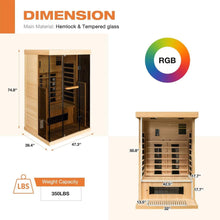 Load image into Gallery viewer, Luxury 2-Person Low EMF FAR Infrared Heat Wood Home Personal Spa Sauna W/ Panoramic Tempered Glass, 2000W (SAK27481)