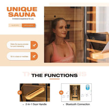 Load image into Gallery viewer, Luxury 2-Person Low EMF FAR Infrared Heat Wood Home Personal Spa Sauna W/ Panoramic Tempered Glass, 2000W (SAK27481)