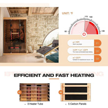 Load image into Gallery viewer, Luxury 2-Person Low EMF FAR Infrared Heat Wood Home Personal Spa Sauna W/ Panoramic Tempered Glass, 2000W (SAK27481)