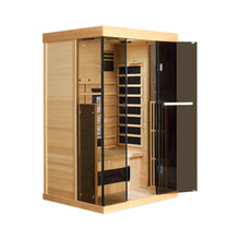 Load image into Gallery viewer, Luxury 2-Person Low EMF FAR Infrared Heat Wood Home Personal Spa Sauna W/ Panoramic Tempered Glass, 2000W (SAK27481)