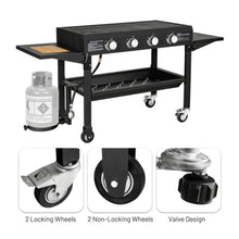Load image into Gallery viewer, Portable Outdoor 4 Burner Propane Flat Top Gas Grill W/ Wheels, 60K BTU (SAK66104)