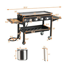 Load image into Gallery viewer, Portable Outdoor 4 Burner Propane Flat Top Gas Grill W/ Wheels, 60K BTU (SAK66104)