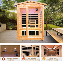 Load image into Gallery viewer, Premium 2-Person Indoor Outdoor Low EMF FAR-Infrared Hemlock Wood Personal Home Sauna Spa, 1750W (SAK27451)
