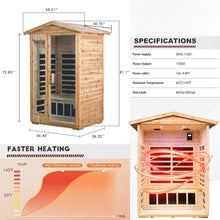Load image into Gallery viewer, Premium 2-Person Indoor Outdoor Low EMF FAR-Infrared Hemlock Wood Personal Home Sauna Spa, 1750W (SAK27451)
