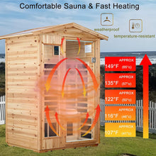 Load image into Gallery viewer, Premium 2-Person Indoor Outdoor Low EMF FAR-Infrared Hemlock Wood Personal Home Sauna Spa, 1750W (SAK27451)
