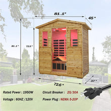 Load image into Gallery viewer, Deluxe 3-Person Outdoor Full Spectrum Low EMF Infrared Home Sauna With Bluetooth Speakers And LED Reading Light (SAK14098)
