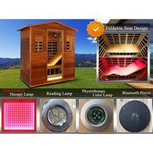 Load image into Gallery viewer, Luxury 3-Person Outdoor Mahogany Full Spectrum Ultra-Low EMF FAR Infrared Sauna With Chromotherapy And Bluetooth Speakers (SAK83460)