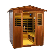 Load image into Gallery viewer, Deluxe 4-Person Outdoor Mahogany Full Spectrum Ultra-Low EMF FAR Infrared Sauna With Chromotherapy And Bluetooth Speakers (SAK98263)