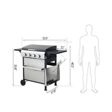 Load image into Gallery viewer, Premium Outdoor 4-Burner Propane BBQ Grill With Foldable Side Tables, Hanging Basket, And Cooking Grids (SAK53213)