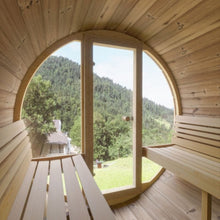 Load image into Gallery viewer, SaunaLife Model E8G Ergo Series 6-Person Outdoor Sauna Barrel With Tempered Glass Front [SL-MODELE8G] (SAK92814)