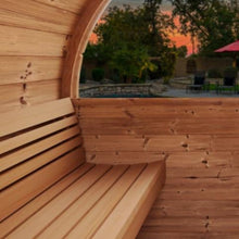 Load image into Gallery viewer, SaunaLife Model E8W Ergo Series 6-Person Outdoor Thermo-Spruce Sauna Barrel [SL-MODELE8W] (SAK92573)