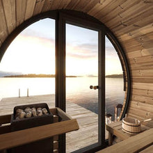 Load image into Gallery viewer, SaunaLife Model EE6G Ergo Series 4-Person Outdoor Sauna Barrel With Tempered Glass Front [SL-MODELEE6G] (SAK39412)