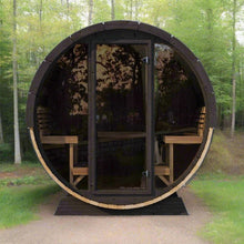 Load image into Gallery viewer, SaunaLife Model EE8G Ergo Series 6-Person Outdoor Sauna Barrel With Tempered Glass Front [SL-MODELEE8G] (SAK95812)