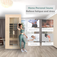 Load image into Gallery viewer, Premium 1-Person Indoor Low EMF FAR Infrared Heat Hemlock Wood Personal Home Spa Sauna, 1200W (SAK27463)