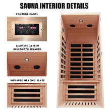 Load image into Gallery viewer, Premium 1-Person Indoor Low EMF FAR Infrared Heat Hemlock Wood Personal Home Spa Sauna, 1200W (SAK27463)