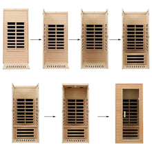 Load image into Gallery viewer, Premium 1-Person Indoor Low EMF FAR Infrared Heat Hemlock Wood Personal Home Spa Sauna, 1200W (SAK27463)