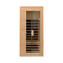 Load image into Gallery viewer, Premium 1-Person Indoor Low EMF FAR Infrared Heat Hemlock Wood Personal Home Spa Sauna, 1200W (SAK27463)