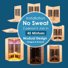 Load image into Gallery viewer, Premium 2-Person Corner Space Infrared Wooden Sauna Room With Bluetooth Speakers, 1600W (SAK81524)